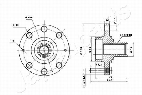 Wheel hub front Japanparts KK-10018
