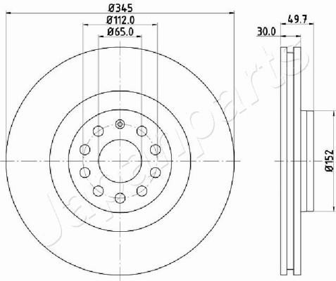 Japanparts DI-0908 Front brake disc ventilated DI0908