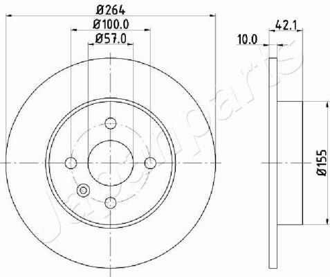 Japanparts DP-0407 Rear brake disc, non-ventilated DP0407