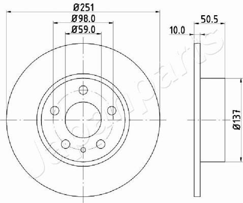 Japanparts DP-0202 Rear brake disc, non-ventilated DP0202