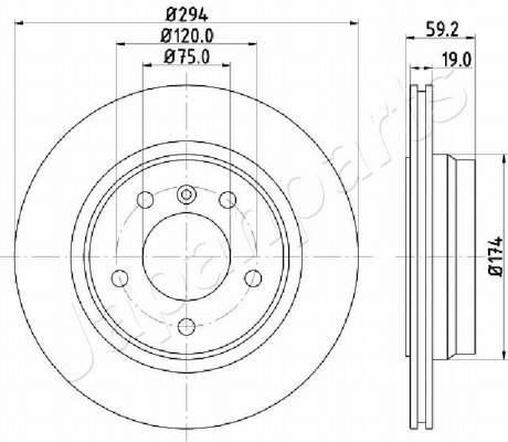 Japanparts DP-0109 Rear ventilated brake disc DP0109