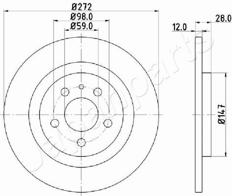 Japanparts DP-0606 Rear brake disc, non-ventilated DP0606