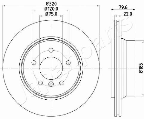 Japanparts DP-0126 Rear ventilated brake disc DP0126