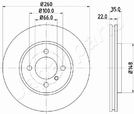 Japanparts DI-0158 Front brake disc ventilated DI0158