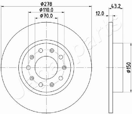 Japanparts DP-0204 Rear brake disc, non-ventilated DP0204