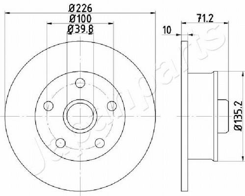 Japanparts DP-0923 Rear brake disc, non-ventilated DP0923