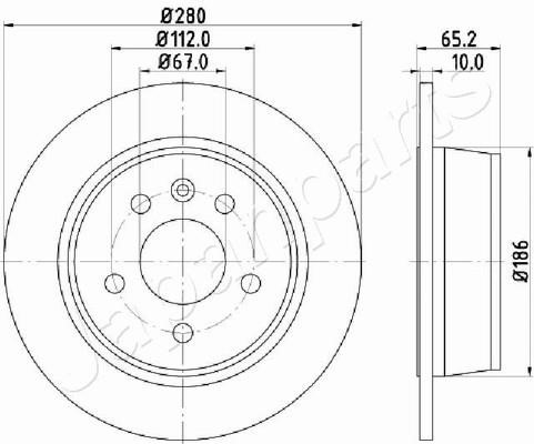 Japanparts DP-0530 Rear brake disc, non-ventilated DP0530