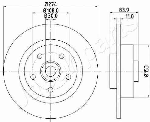 Japanparts DP-0704 Rear brake disc, non-ventilated DP0704