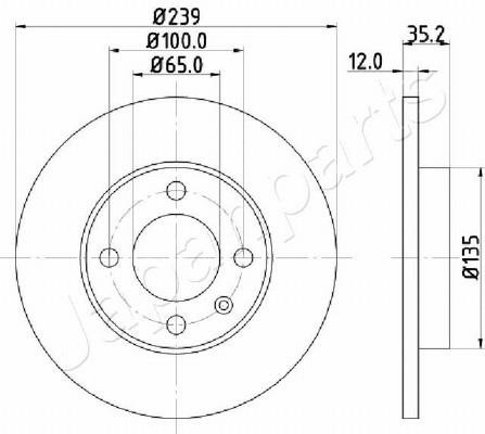 Japanparts DI-0938 Unventilated front brake disc DI0938