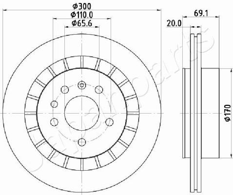 Japanparts DP-0409 Rear ventilated brake disc DP0409