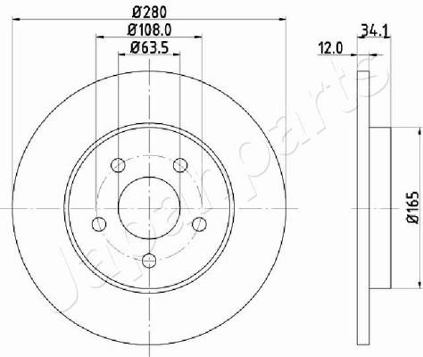 Japanparts DP-0309 Rear brake disc, non-ventilated DP0309