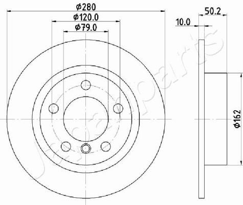 Japanparts DP-0134 Rear brake disc, non-ventilated DP0134