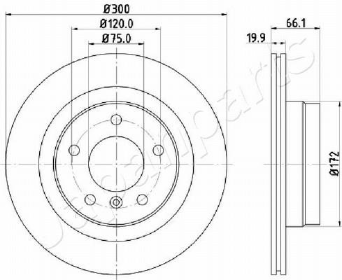 Japanparts DP-0101 Rear ventilated brake disc DP0101