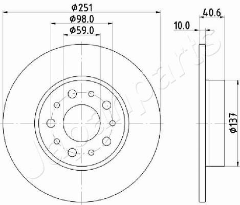 Japanparts DP-0211 Rear brake disc, non-ventilated DP0211
