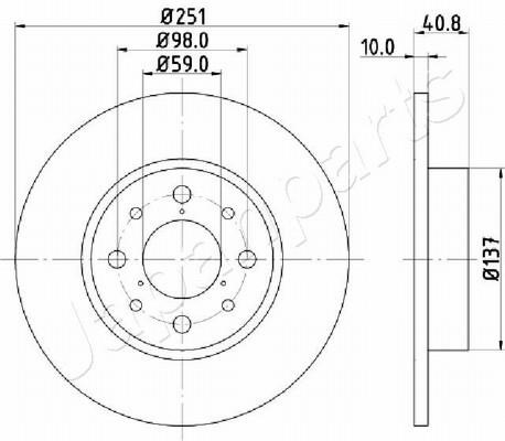 Japanparts DP-0210 Rear brake disc, non-ventilated DP0210