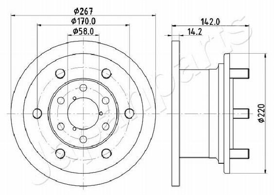 Japanparts DI-0254 Unventilated front brake disc DI0254