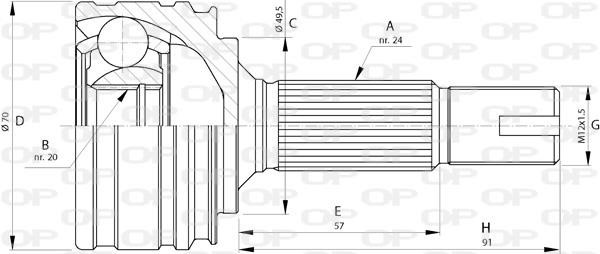 Open parts CVJ5730.10 Joint Kit, drive shaft CVJ573010