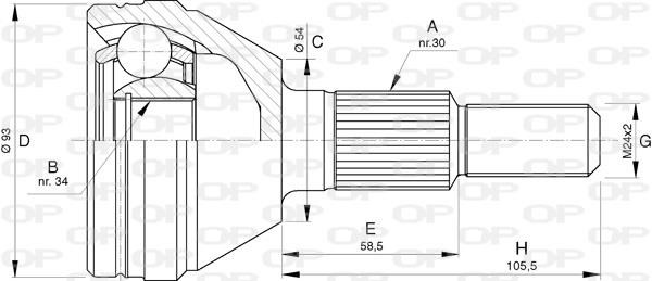 Open parts CVJ5737.10 Joint Kit, drive shaft CVJ573710