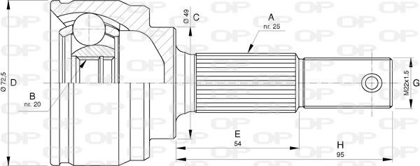 Open parts CVJ5752.10 Joint Kit, drive shaft CVJ575210