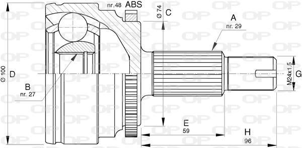 Open parts CVJ5738.10 Joint Kit, drive shaft CVJ573810