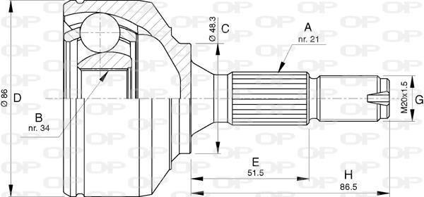 Open parts CVJ5780.10 Joint Kit, drive shaft CVJ578010
