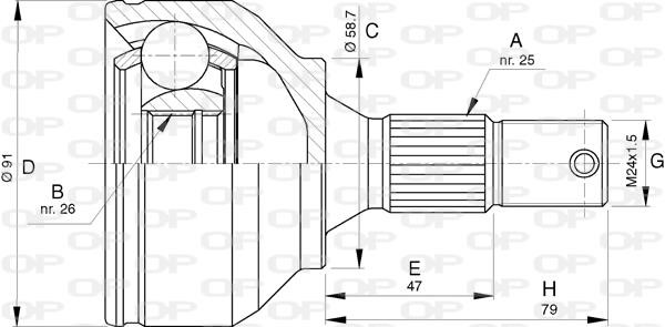 Open parts CVJ5775.10 Joint Kit, drive shaft CVJ577510