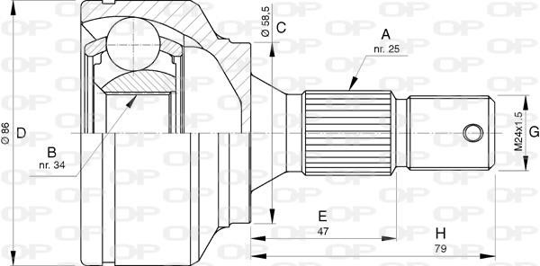Open parts CVJ5741.10 Joint Kit, drive shaft CVJ574110