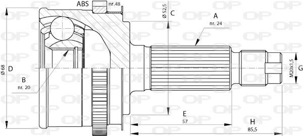 Open parts CVJ5728.10 Joint Kit, drive shaft CVJ572810