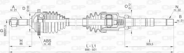 Open parts DRS6463.00 Drive shaft DRS646300