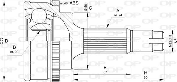 Open parts CVJ5759.10 Joint Kit, drive shaft CVJ575910