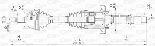 Open parts DRS6441.00 Drive shaft DRS644100