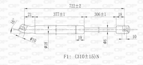 Open parts GSR6266.00 Gas hood spring GSR626600