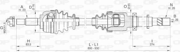 Open parts DRS6466.00 Drive shaft DRS646600