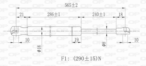 Open parts GSR6357.00 Gas hood spring GSR635700