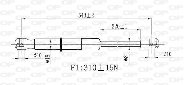 Open parts GSR6432.00 Gas hood spring GSR643200
