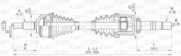 Open parts DRS6481.00 Drive shaft DRS648100