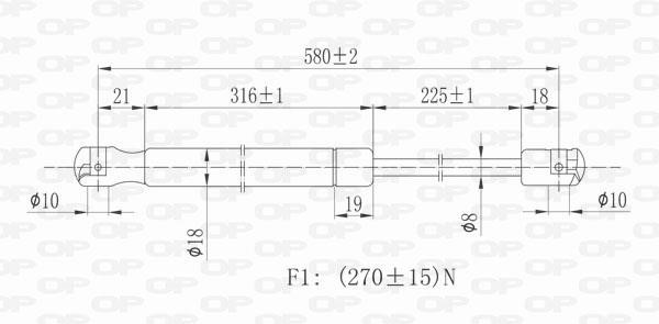 Open parts GSR6158.00 Gas hood spring GSR615800