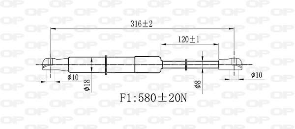 Open parts GSR6521.00 Gas hood spring GSR652100