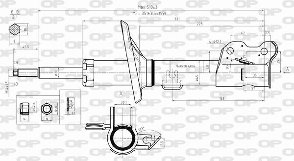 Open parts SAB8294.31 Front Left Gas Oil Suspension Shock Absorber SAB829431