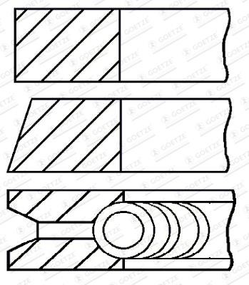 Goetze 08-142308-00 Piston rings for 1 cylinder, set, 0.60mm 0814230800