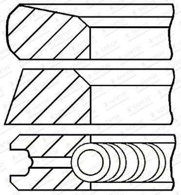 Goetze 08-123721-00 Piston rings for 1 cylinder, set, 0.65mm 0812372100