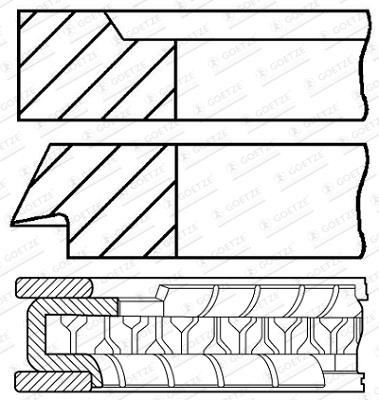 Goetze 08-407708-10 Piston rings for 1 cylinder, set, 0.60mm 0840770810