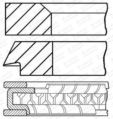 Piston rings Cadillac: 0821410000 Goetze RING SET, PISTON, 1cyl, std