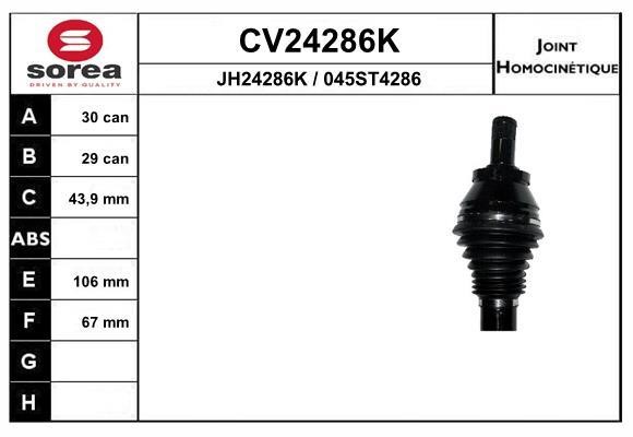 EAI CV24286K Joint Kit, drive shaft CV24286K