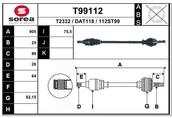 EAI T99112 Drive shaft T99112