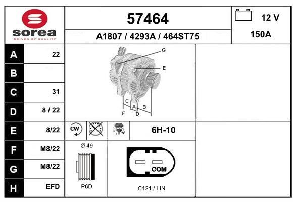 EAI 57464 Alternator 57464