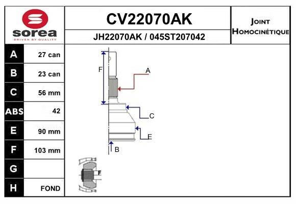 EAI CV22070AK CV joint CV22070AK