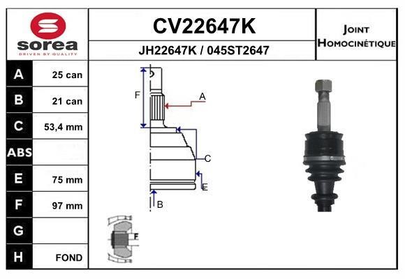 EAI CV22647K Joint Kit, drive shaft CV22647K
