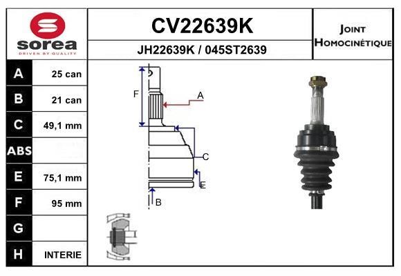 EAI CV22639K Joint Kit, drive shaft CV22639K