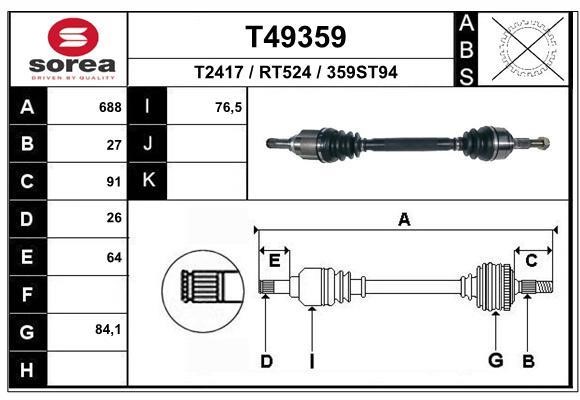 EAI T49359 Drive shaft T49359
